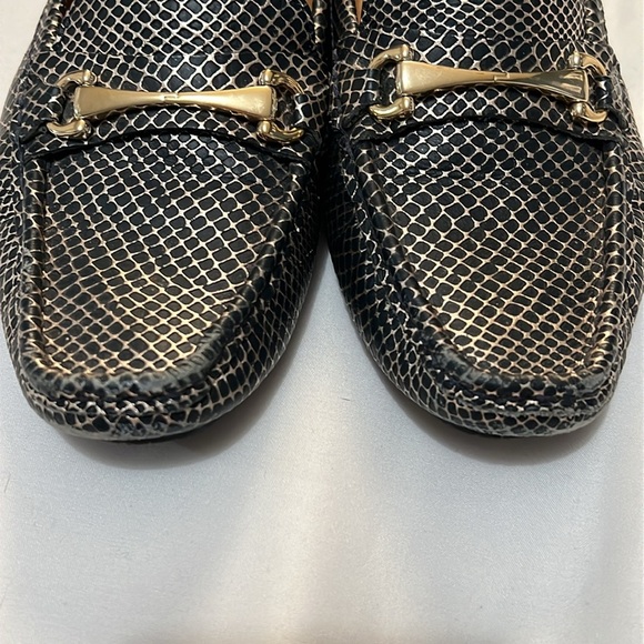 Driver Club USA “Hollywood” Navy/Gold Leather Snake Embossed Driving Moccasins - Picture 5 of 9